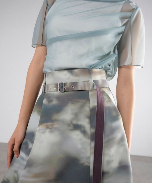 セール】シーナリーアートフレアスカート｜ウォッシャブル/防シワ