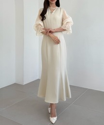 CENEA（セネア）の「チュールシアーブラウス+VネックマーメイドワンピースSET（ワンピース）」