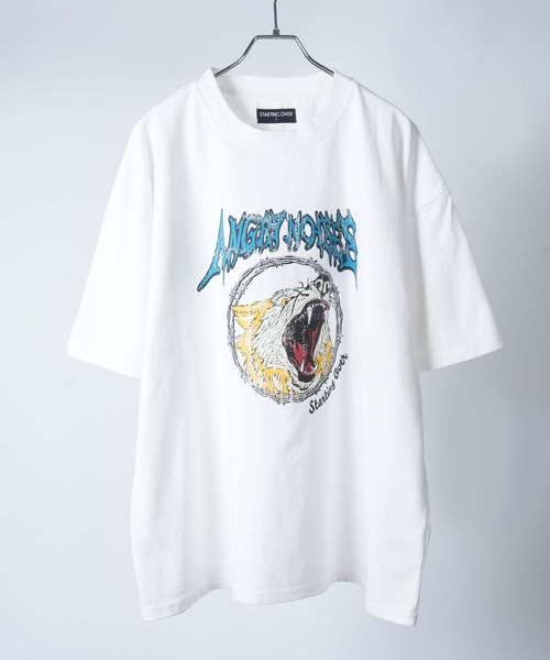 Starting Over（スターティングオーバー）の「【Starting Over/スターティングオーバー】rusty logo hard wash T-shirt/ラスティーロゴ ハードウオッシュ 半袖Tシャツ　ワンポイント ブランドロゴ バックプリント（Tシャツ/カットソー・メンズ・ブラウン/ホワイト/ホワイト系その他/ブラック系その他4/ブラック/ブラウン系その他/ブラック系その他2/サックスブルー/ブルー系その他/ブラック系その他/ブラック系その他3/ホワイト系その他2・M/L）」の4枚目の写真
