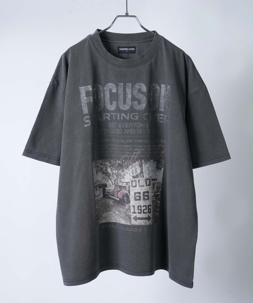 Starting Over（スターティングオーバー）の「【Starting Over/スターティングオーバー】rusty logo hard wash T-shirt/ラスティーロゴ ハードウオッシュ 半袖Tシャツ　ワンポイント ブランドロゴ バックプリント（Tシャツ/カットソー・メンズ・ブラウン/ホワイト/ホワイト系その他/ブラック系その他4/ブラック/ブラウン系その他/ブラック系その他2/サックスブルー/ブルー系その他/ブラック系その他/ブラック系その他3/ホワイト系その他2・M/L）」の7枚目の写真