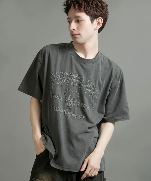 Starting Over（スターティングオーバー）の「【Starting Over/スターティングオーバー】rusty logo hard wash T-shirt/ラスティーロゴ ハードウオッシュ 半袖Tシャツ　ワンポイント ブランドロゴ バックプリント（Tシャツ/カットソー・メンズ・ブラウン/ホワイト/ホワイト系その他/ブラック系その他4/ブラック/ブラウン系その他/ブラック系その他2/サックスブルー/ブルー系その他/ブラック系その他/ブラック系その他3/ホワイト系その他2・M/L）」の5枚目の写真