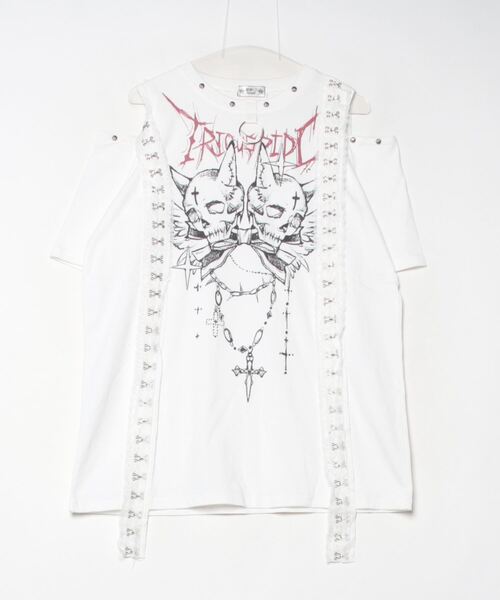 NOVESSEL(ノベセル)の「『TricuspidC/トライカスピッドシー』スカルプリントデザインTシャツ(Tシャツ/カットソー・レディース・ブラック×パープル/ホワイト/ブラック×ホワイト・FREE)」の8枚目の写真