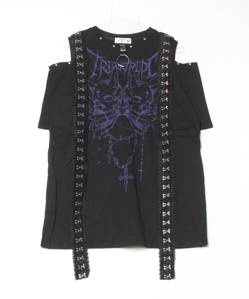 NOVESSEL(ノベセル)の「『TricuspidC/トライカスピッドシー』スカルプリントデザインTシャツ(Tシャツ/カットソー・レディース・ブラック×パープル/ホワイト/ブラック×ホワイト・FREE)」の6枚目の写真