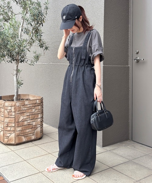 セール】【ISOOK / アイスー】フロントジップサロペットパンツ