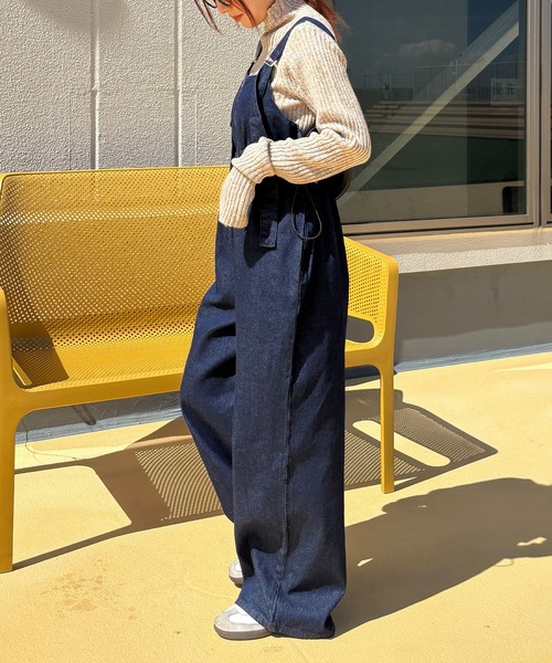 ISOOK（アイスー）の「【ISOOK / アイスー】フロントジップサロペットパンツ / デニム サロペ オーバーオール ハーフジップ ドロスト ハイウエスト ロング フルレングス ブルー ブラック 青 黒 ZOZOTOWN限定（サロペット/オーバーオール・レディース・ブルー/ブラック・FREE）」の21枚目の写真