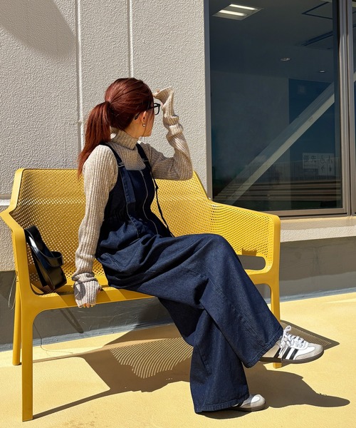 ISOOK（アイスー）の「【ISOOK / アイスー】フロントジップサロペットパンツ / デニム サロペ オーバーオール ハーフジップ ドロスト ハイウエスト ロング フルレングス ブルー ブラック 青 黒 ZOZOTOWN限定（サロペット/オーバーオール・レディース・ブルー/ブラック・FREE）」の20枚目の写真