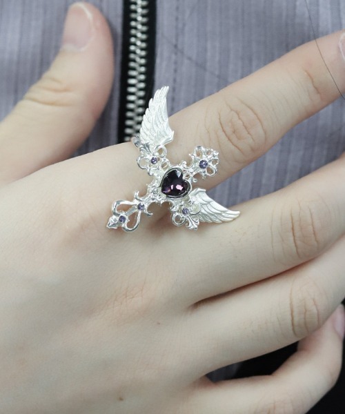 axes femme POETIQUE(アクシーズファムポエティック)の「カラージュエルクロスリング(リング・レディース・レッド/グリーン/ピンク/パープル/ブルー/クリア/ブラック・FREE)」の10枚目の写真