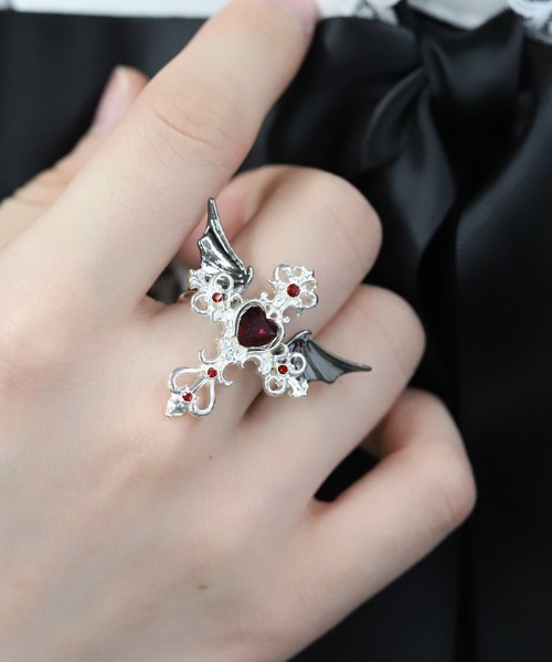 axes femme POETIQUE(アクシーズファムポエティック)の「カラージュエルクロスリング(リング・レディース・レッド/グリーン/ピンク/パープル/ブルー/クリア/ブラック・FREE)」の12枚目の写真