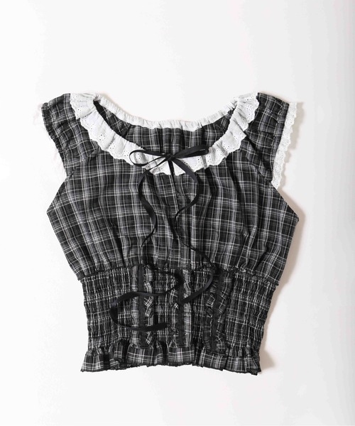 PHILLY(フィリー)の「【PHILLY】フリルノースリーブチェックトップス(シャツ/ブラウス・レディース・ブラック/ブラウン・FREE)」の15枚目の写真