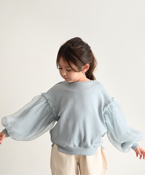 PUPPAPUPO（プッパプーポ）の「袖シアーボリューム スウェット トレーナー（スウェット・キッズ・ピンク/ブルー/アイボリー・80/90/100/110/120/130）」の22枚目の写真