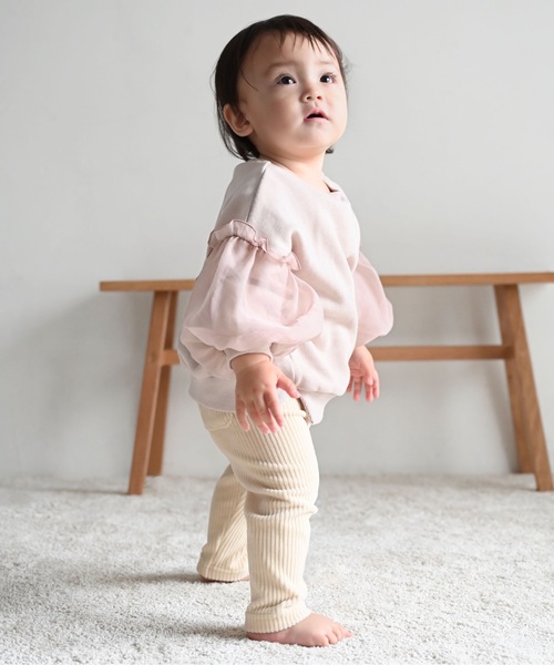 PUPPAPUPO（プッパプーポ）の「袖シアーボリューム スウェット トレーナー（スウェット・キッズ・ピンク/ブルー/アイボリー・80/90/100/110/120/130）」の16枚目の写真