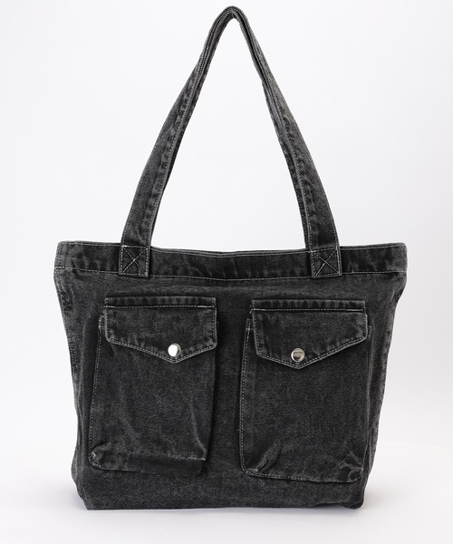 Lace Ladies(レースレディース)の「パッチポケット付き デニム ビッグ スクエア トートバッグ(トートバッグ・レディース・ブラック/ブルー/ネイビー・FREE)」の6枚目の写真