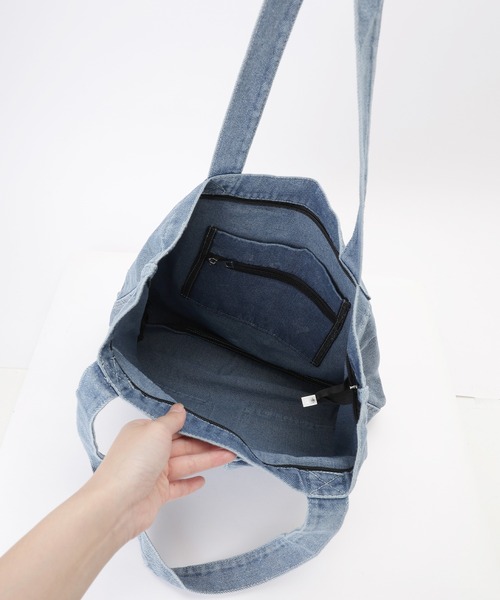 Lace Ladies(レースレディース)の「パッチポケット付き デニム ビッグ スクエア トートバッグ(トートバッグ・レディース・ブラック/ブルー/ネイビー・FREE)」の12枚目の写真