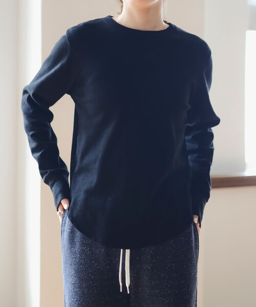 B:MING by BEAMS（ビーミングバイビームス）の「SIMPLE YET オリジナル コットン ロング スリーブ（Tシャツ/カットソー・レディース・オフホワイト/ブラック・ONE SIZE）」の13枚目の写真