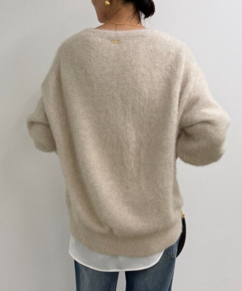 2453Z 美品 ラウンジドレス ふわふわ♡ファーニット 長袖 Vネック 紺 2453Z 美品 ラウンジドレス ふわふわ♡ファーニット 長袖 V