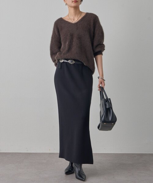 【新品タグ付】ラウンジドレス　FURカシミヤVニット ラウンジドレスFURカシミヤVニットLOUNGEDRESS