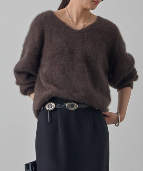 美品✨ラウンジドレス　ウール100% 洗える　Ｖネックニット　オーバーサイズ　F LOUNGEDRESS（ラウンジドレス）の「WOOL Vニット（ニット