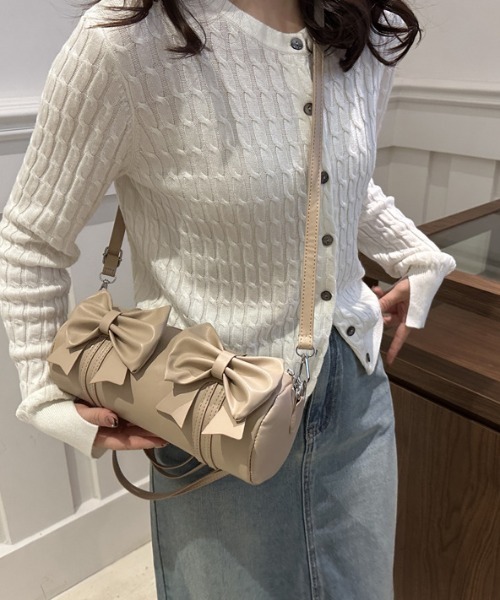 Mejoul(メジュール)の「ダブルリボンミニ ショルダー ボストンバッグ(ボストンバッグ・レディース・シルバー/ホワイト/ブラック/ベージュ・F)」の19枚目の写真
