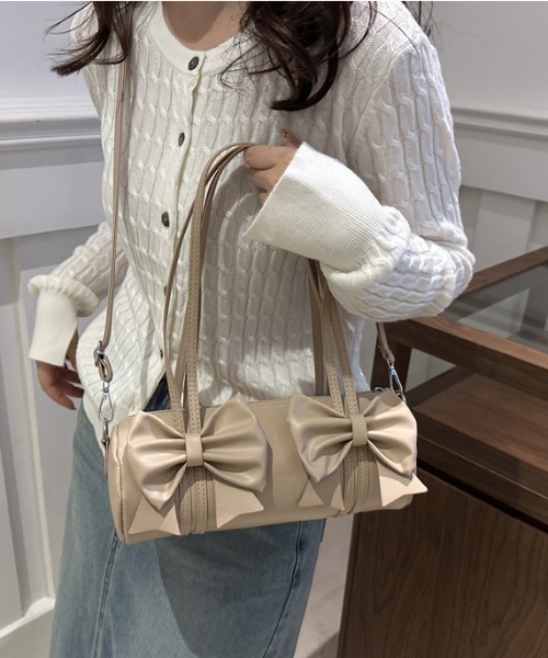 Mejoul(メジュール)の「ダブルリボンミニ ショルダー ボストンバッグ(ボストンバッグ・レディース・シルバー/ホワイト/ブラック/ベージュ・F)」の18枚目の写真