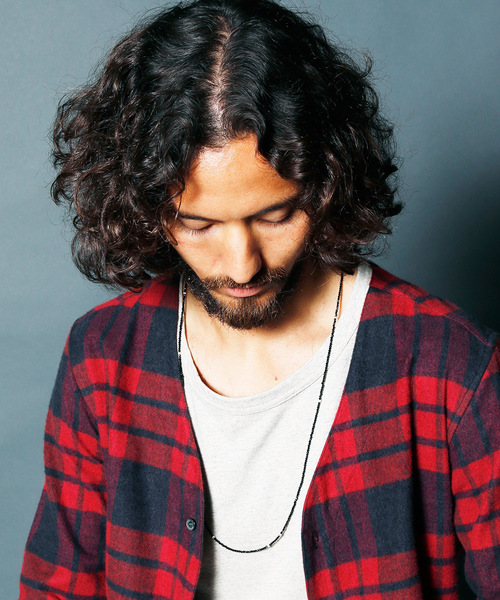 Magine（マージン）の「Magine×idealismsound SILVER & STONE BEADS NECKLACE：シルバー＆ストーン ビーズネックレス（ネックレス・メンズ・レッド/ブラック・FREE）」の2枚目の写真