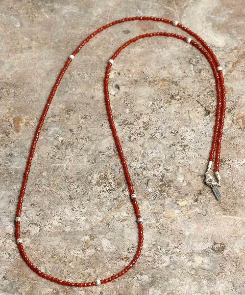 Magine（マージン）の「Magine×idealismsound SILVER & STONE BEADS NECKLACE：シルバー＆ストーン ビーズネックレス（ネックレス・メンズ・レッド/ブラック・FREE）」の8枚目の写真