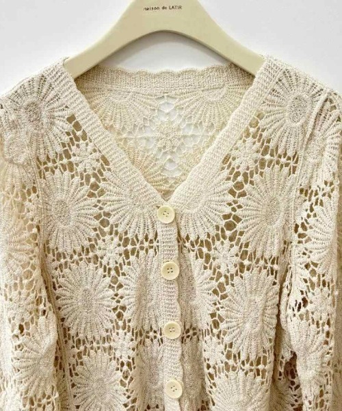 maison de LATIR(メゾンドラティール)の「着まわし力抜群の夏服クロシェUVカットカーデ(カーディガン/ボレロ・レディース・ベージュ/ホワイト・FREE)」の22枚目の写真