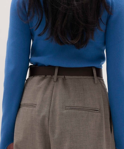 MAISON BOINET（メゾンボワネ）の「MAISON BOINET / gold square belt(ゴールドスクエアバックルベルト 91752G)（ベルト・レディース・ベージュ/ダークブラウン・FREE）」の9枚目の写真