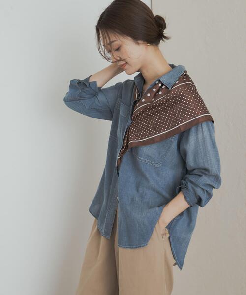 URBAN RESEARCH DOORS(アーバンリサーチドアーズ)の「大判ドットスカーフ(バンダナ/スカーフ・レディース・ネイビー/ブラウン・ONE)」の10枚目の写真