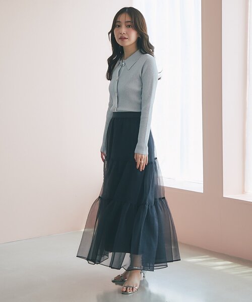 【新品】La boutique BonBon　シアーティアードスカート　ブラック La boutique Bonbon スカート 「名品・3サイズ展開あり」シアー