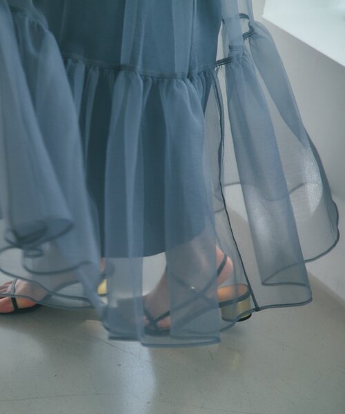 La boutique BonBon（ラブティックボンボン）の「【今すぐお届け！・3サイズ展開あり】シアーオーガンジーティアードスカート（スカート・レディース・チャコールグレー/ブラック・FREE/36/PS）」の11枚目の写真