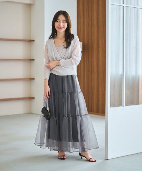 名品・3サイズ展開あり】シアーオーガンジーティアードスカート