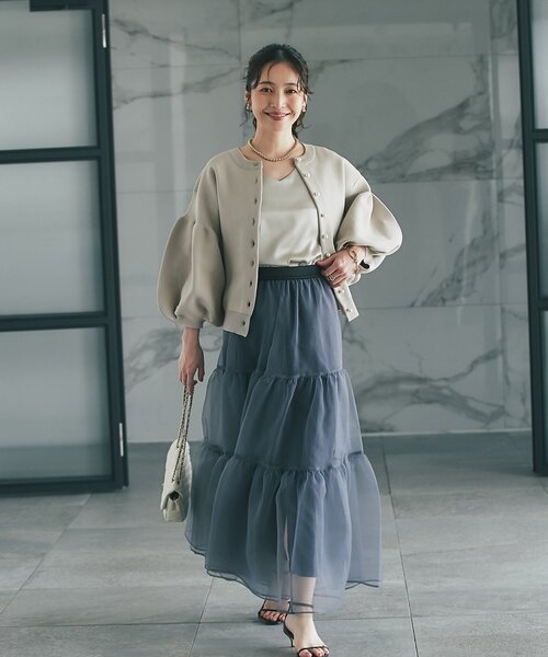 【美品】ラブティックボンボン/シアーオーガンジースカート ブラック 名品・3サイズ展開あり】シアーオーガンジーティアードスカート