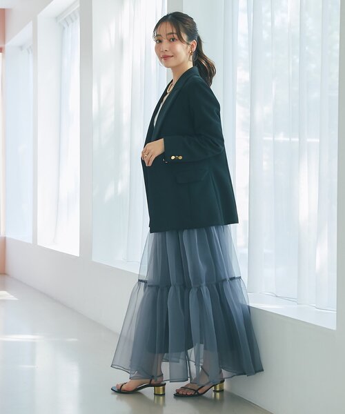 La boutique BonBon（ラブティックボンボン）の「【今すぐお届け！・3サイズ展開あり】シアーオーガンジーティアードスカート（スカート・レディース・チャコールグレー/ブラック・FREE/36/PS）」の19枚目の写真