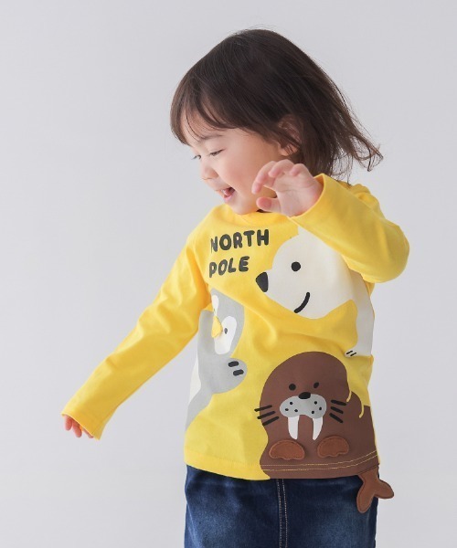 CHEEK ROOM(チークルーム)の「CHEEK ROOM/チークルーム 北極南極動物 ロングTシャツ(Tシャツ/カットソー・キッズ・イエロー/ブルー/レッド・80cm/90cm/100cm/110cm/120cm/130cm)」の3枚目の写真
