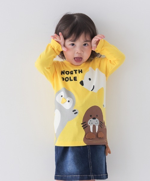 CHEEK ROOM(チークルーム)の「CHEEK ROOM/チークルーム 北極南極動物 ロングTシャツ(Tシャツ/カットソー・キッズ・イエロー/ブルー/レッド・80cm/90cm/100cm/110cm/120cm/130cm)」の6枚目の写真