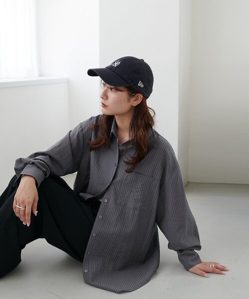DISCOAT(ディスコート)の「【WEB限定】配色ストライプシャツ(シャツ/ブラウス・レディース・チャコールグレー/ブラウン/ベージュ・FREE)」の9枚目の写真