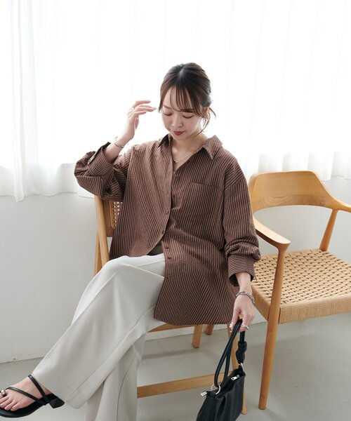 セール】配色ストライプシャツ（シャツ/ブラウス）｜DISCOAT（ディス