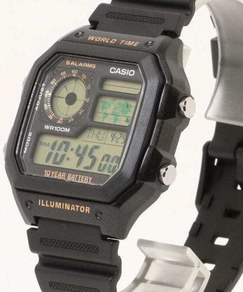 CASIO（カシオ）の「CASIO カシオ スタンダード デジタルウォッチ ラバーベルト 100M防水 腕時計 クォーツ ラバーベルト /// AEシリーズ（アナログ腕時計・メンズ・ブラック×シルバー/ブラック×ゴールド・FREE）」の6枚目の写真
