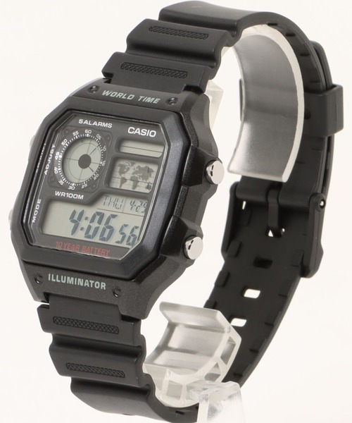 CASIO（カシオ）の「CASIO カシオ スタンダード デジタルウォッチ ラバーベルト 100M防水 腕時計 クォーツ ラバーベルト /// AEシリーズ（アナログ腕時計・メンズ・ブラック×シルバー/ブラック×ゴールド・FREE）」の7枚目の写真