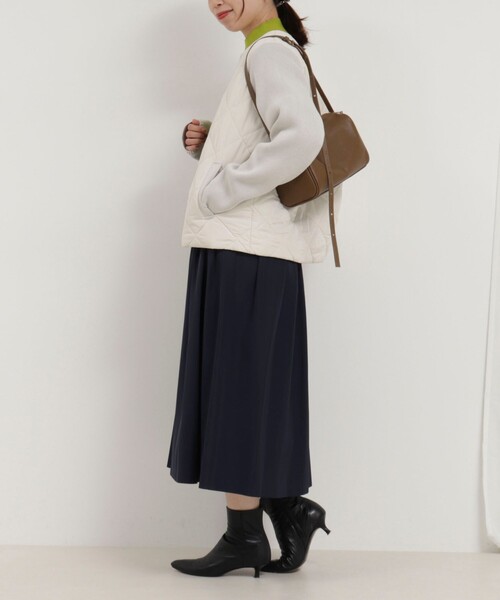 中綿×ニット切替ノーカラージャケット（ブルゾン）｜MICO COULIER