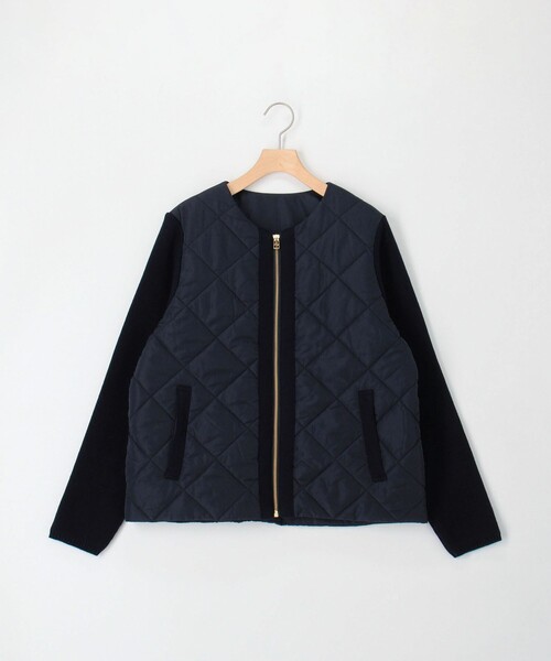 中綿×ニット切替ノーカラージャケット（ブルゾン）｜MICO COULIER