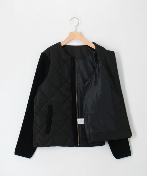 セール】中綿×ニット切替ノーカラージャケット（ブルゾン）｜MICO