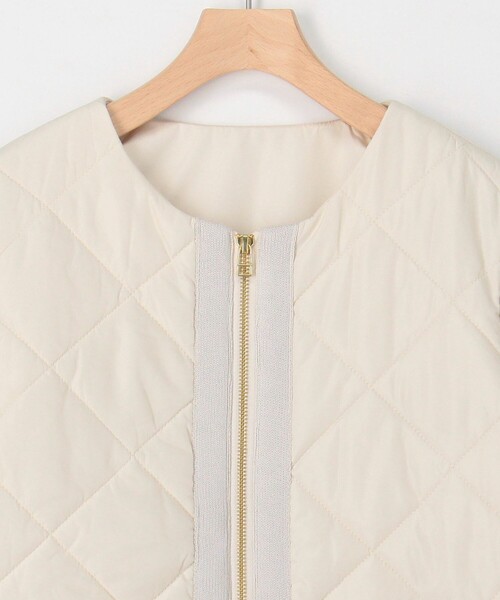 中綿×ニット切替ノーカラージャケット（ブルゾン）｜MICO COULIER