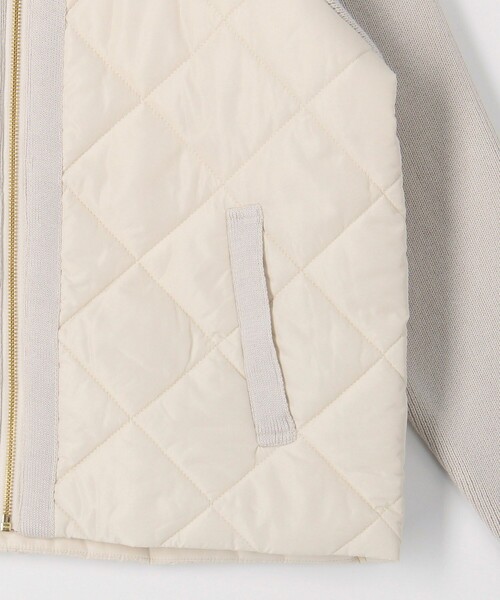 MICO COULIER（ミコクリエ）の「中綿×ニット切替ノーカラージャケット（ブルゾン・レディース・ブラック/ネイビー/ベージュ・38）」の8枚目の写真