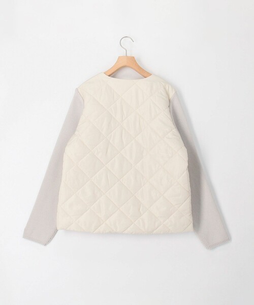 MICO COULIER（ミコクリエ）の「中綿×ニット切替ノーカラージャケット（ブルゾン・レディース・ブラック/ネイビー/ベージュ・38）」の6枚目の写真