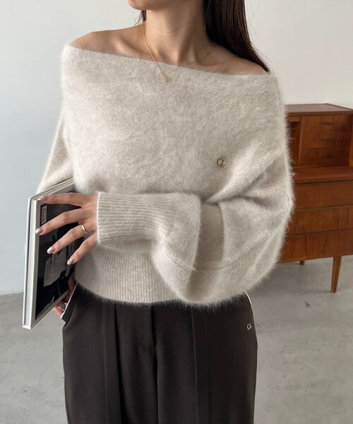 capicieux lemage フォックス　カシミヤ　クリーム　ニットセーター capicieux lemage フォックス カシミヤ クリーム ニットセーター