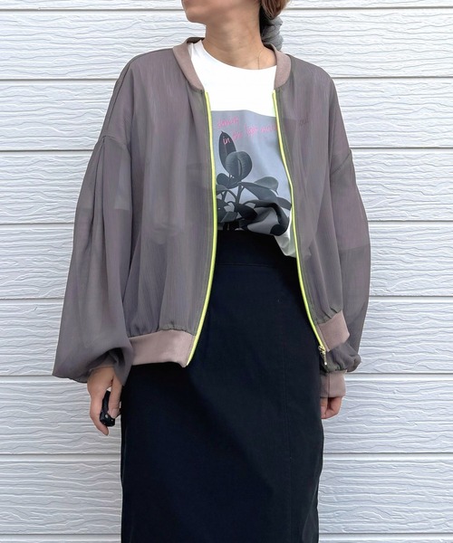 Q(キュー)の「ニュアンスカラーブルゾン(ブルゾン・レディース・ベージュ系その他/ピンク/カーキ・MEDIUM)」の3枚目の写真