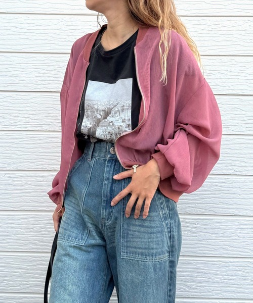 Q(キュー)の「ニュアンスカラーブルゾン(ブルゾン・レディース・ベージュ系その他/ピンク/カーキ・MEDIUM)」の18枚目の写真