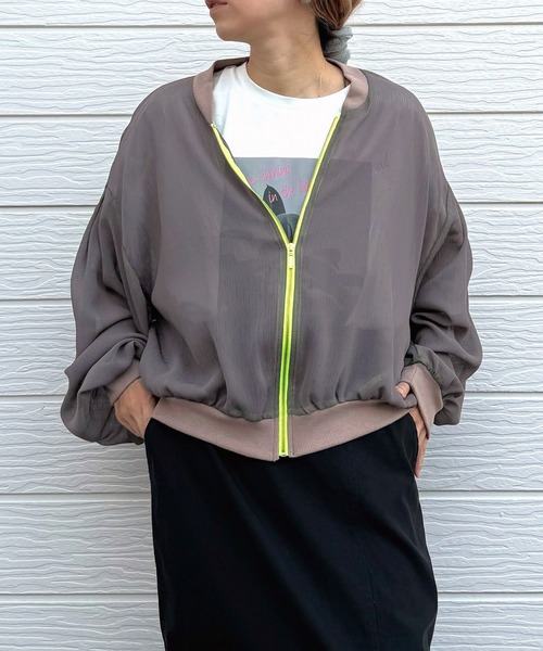 Q(キュー)の「ニュアンスカラーブルゾン(ブルゾン・レディース・ベージュ系その他/ピンク/カーキ・MEDIUM)」の6枚目の写真