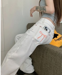 FREE STYLISTS（フリー スタイリスト）の「YUGA_YGMC Ribbon embroidery wide length denim pants（デニムパンツ）」